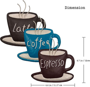 New Coffee Metal Wall Art | 4.7 H x 4.4 W Inches | Latte, Coffee, Espresso Written Wall Home Decor