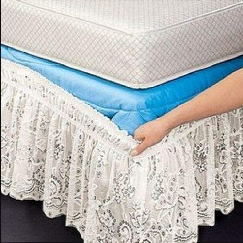 💯LIMITED SALE❗️❗️NEW King/Queen Floral Elastic Lace Bed Skirt - White💯
