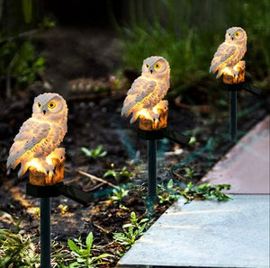 Solar Owl Ground Lights Outdoor Waterproof Garden Yard Landscape LED Decor Lamp
