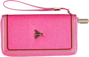 Rose Red Womens Large Capacity Wallet Genuine Leather RFID Blocking