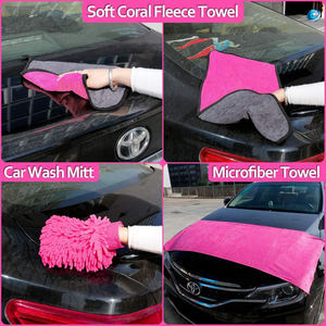 17 pieces Pink Car Cleaning Kit