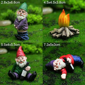 4Pcs My Little Friend Drunk Gnome Dwarfs Statue Gifts Decor