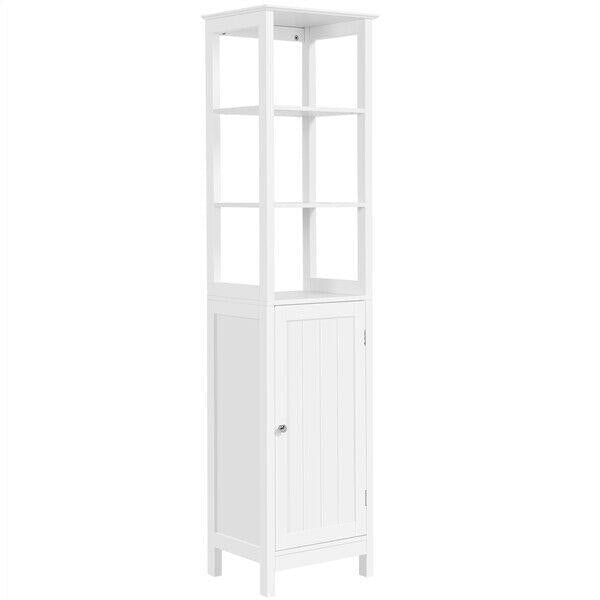 Floor cabinet wooden tall bathroom storage cabinet with 3 tier shelf rack white