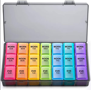 Weekly Pill Organizer 3 Times A Day, 7 Day Large Box Compartments Moisture-Proof Case