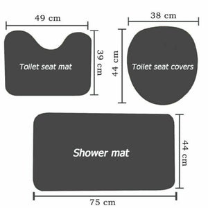 Superman 4PC Cartoon Shower Curtain Set Non-Slip Rug+Toilet Lid Cover+Bath Mat(Elongated)