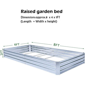 8x4x1ft Galvanized Raised Large Metal Planter Garden Bed for Vegetables Large Metal Planter Box