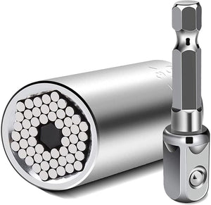 Universal Socket 1/4"-3/4" (7mm to 19mm) Ratchet with Power Drill Adapter