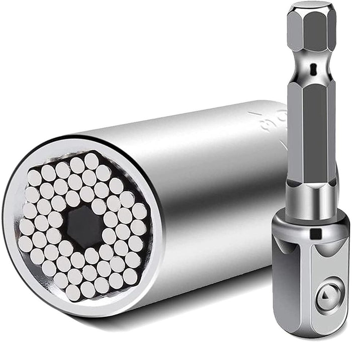 Universal Socket 1/4"-3/4" (7mm to 19mm) Ratchet with Power Drill Adapter