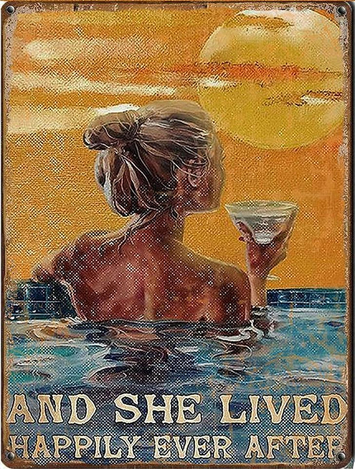 Vintage Metal Tin Sign Drinking Swimming Decoration 8x12 Inch