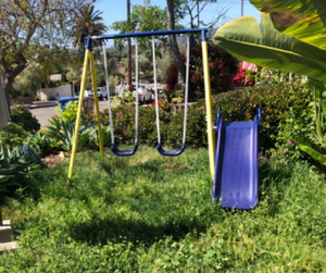 Playground Metal Swing Set With Slide Outdoor Backyard Playset
