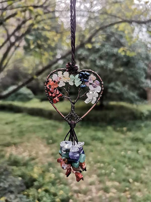 Healing Crystal Tree of Life Chakras Stones Meditation Decoration Car Hanging Accessories
