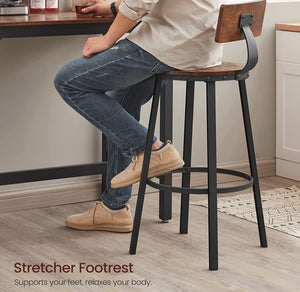 Rustic Brown Bar Stool Set of 2