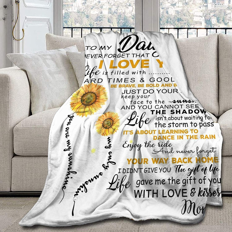 Sunflower Inspirational Letter for daughter Blanket