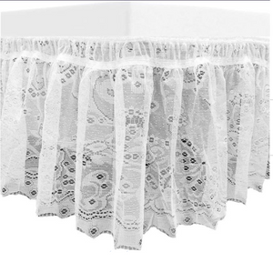 💯LIMITED SALE❗️❗️NEW King/Queen Floral Elastic Lace Bed Skirt - White💯