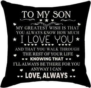 To My Son Black Burlap Throw Pillow Case