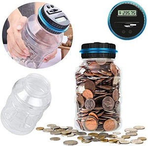 Digital Counting Money Jar, Piggy Bank, Digital Coin Counter with LCD Display Large Capac...