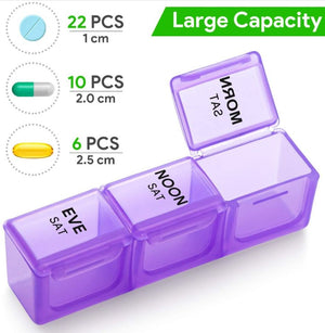 Weekly Pill Organizer 3 Times A Day, 7 Day Large Box Compartments Moisture-Proof Case