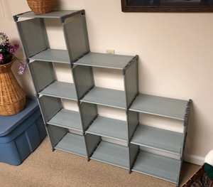 9 Cubes Bookshelf Office Storage Cabinet, Multifunctional Non Woven Rack, Grey