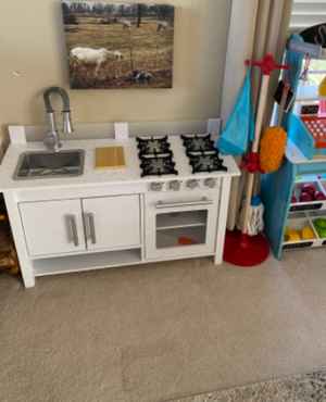 Little Cook's Work Station Kitchen With Accessory Play Set | Removable Sink Easy Cleanup | White