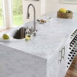Marble Countertop Paper Granite Gray/White Wallpaper Glossy Peel and Stick Adhesive 16"x120"