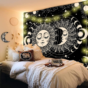 Sun And Moon Wall Tapestry Aesthetic Space Decor Spiritual Tapestries Black And White Tapestry 50"x60"