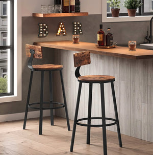 Rustic Brown Bar Stool Set of 2