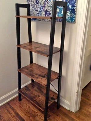 Brand New! 4-Tier Ladder Shelf, Rustic Brown and Black