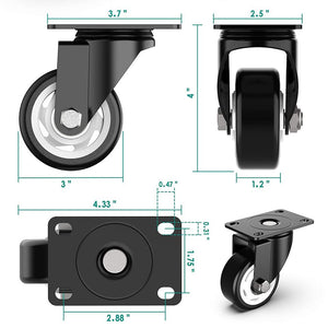 💯NEW BRAND💯Pack of 4 3 inch Swivel Caster Wheels, Heavy Duty Plate Casters Capacity 1000lbs