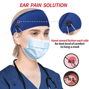 👳‍♀️ 4 PACK Nurses Headbands Non Slip Elastic Ear Protection for Women/Men