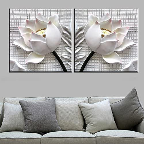 NEW Canvas Wall Art White Lotus Flowers
