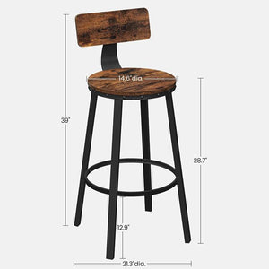 Rustic Brown Bar Stool Set of 2
