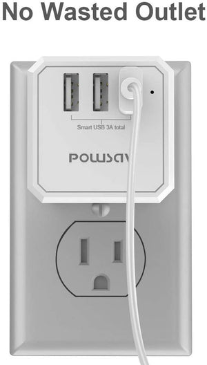 �LOW PRICE� Multi Plug Outlet, Outlet expanders, POWSAV USB Wall Charger with 3 USB Ports(Smart 3.0A Total) and 3-Outlet Extender 3 Way Splitter