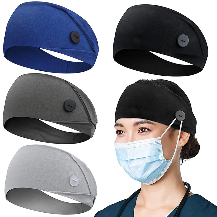 👳‍♀️ 4 PACK Nurses Headbands Non Slip Elastic Ear Protection for Women/Men