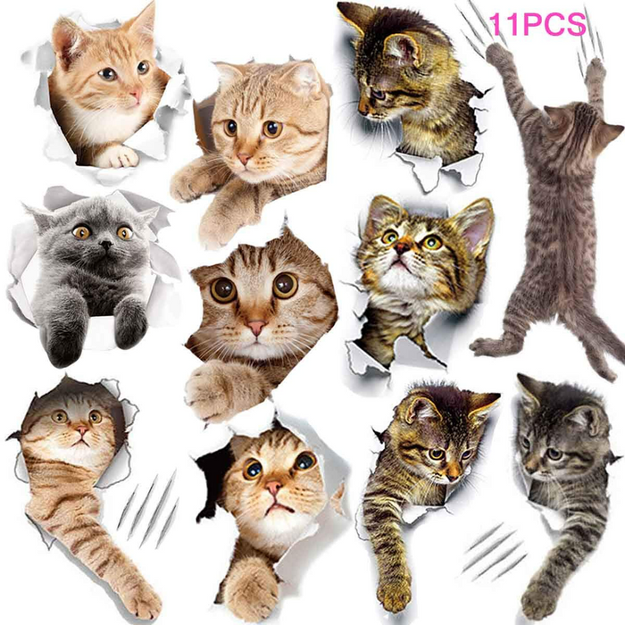 3D Removable Cats Wall Stickers 11pcs