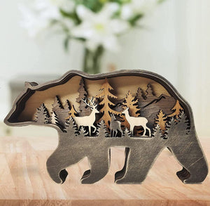 Wooden Bear Wall Sculptures Bear Decorations for Cabin