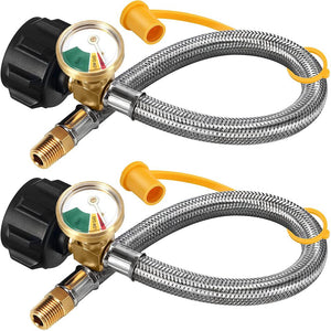 2 Packs 15 inch RV Propane Hoses with Gauge, Stainless Steel Braided Camper Tank Hose 🔥New🔥