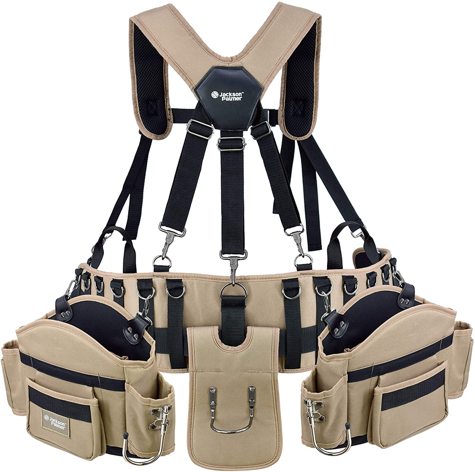 💯HOT ITEM - Professional Comfort-Rig Tool Belt With Suspenders (Detachable Pockets & 2 Power Tool Hooks)