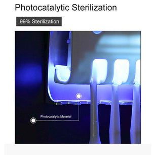 Toothbrush Sterilizer w/ UV Light Automatic Toothpaste Dispenser Holder
