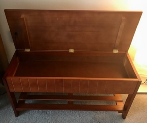 Solid Wood Shoe Bench With Storage, Cherry, Shelves, Rack Bench With Lift Top, Entryway