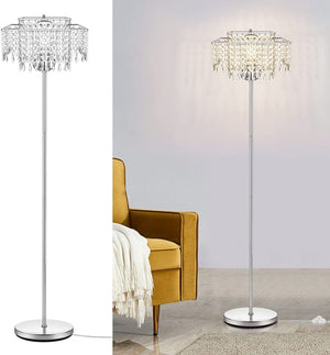 Double Layer Lampshade Crystal Floor Lamp