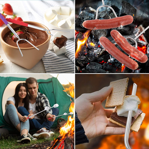 Thick Multicolor 4 Pack Marshmallow Roasting Sticks Extendable Forks for Fire Pit- Extra Long 45 Inches - Stainless Steel Telescopic Smores Sticks