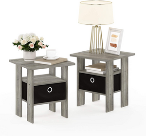 Set of 2, End Table/Side Table with Bin Drawer