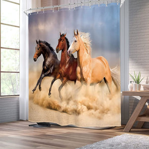 Horse Shower Curtain Southwest Retro Cowboy 12 Pack Shower Hooks 60Wx72L Inch
