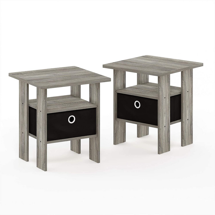 Set of 2, End Table/Side Table with Bin Drawer