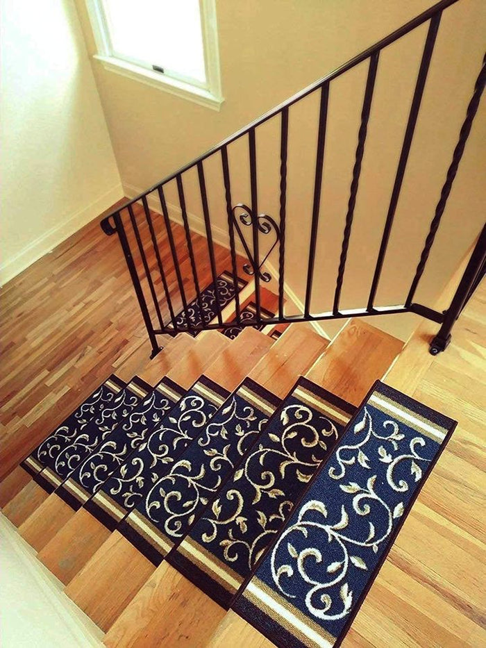 NEW✨ Stairway Carpet Rug – Set of 7 Navy Floral (8.5” x 26”)