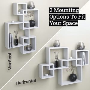 4 Cube Intersecting, Easy-to-Assemble Floating Wall Mount Shelves for Bedrooms