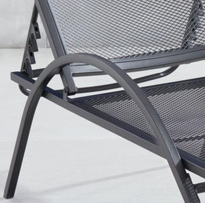 Black Outdoor Chaise Lounge Metal Mesh Garden Patio Chair