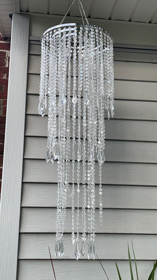 ✨NEW✨3 Tiers Beads Pendant Shade | Ceiling Chandelier Lampshade with Acrylic Jewel Droplets | Beaded Lampshade