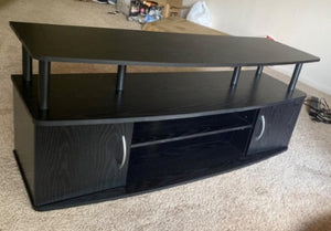 NEW Large Entertainment Center TV Stand Compartments Storage Shelves | Living Room Furniture | Black