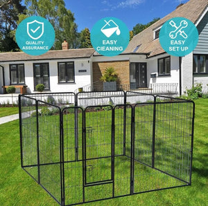 Large Indoor Outdoor Dog Pet Gate 8 Fence Panel Playpen Kennel 40 Inch Tall